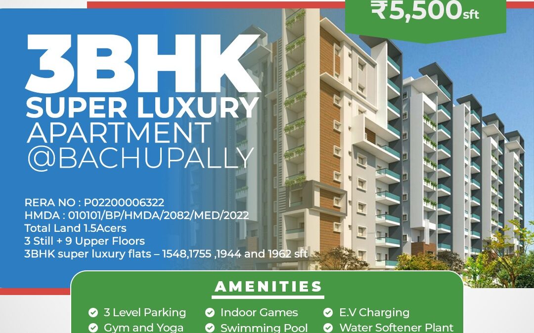 3BHK Super Luxury Apartment @ Bachupally. At Unbelievable Price. Book Your Visit now by Calling: 088864 54446 or Visiting: https://grkinfra.in Hyderabad. #3BHKSALE #flats #Hyderabad #Bachupally #BachupallyApartments #apartment